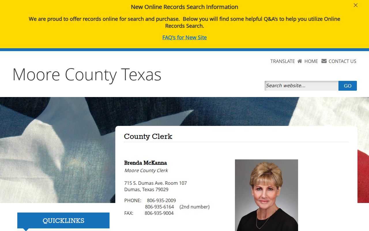 Moore County warrant record access note from the County Clerk