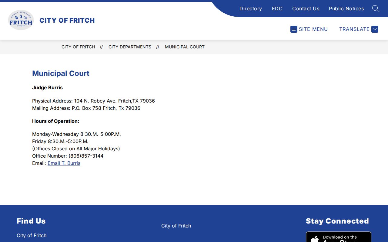 Fritch warrant records court route at the municipal court
