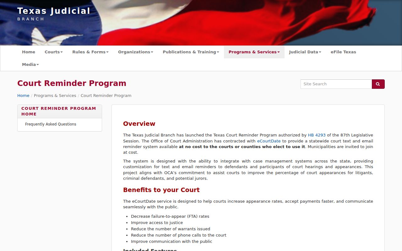 Moore County warrant check context, Texas court reminder program