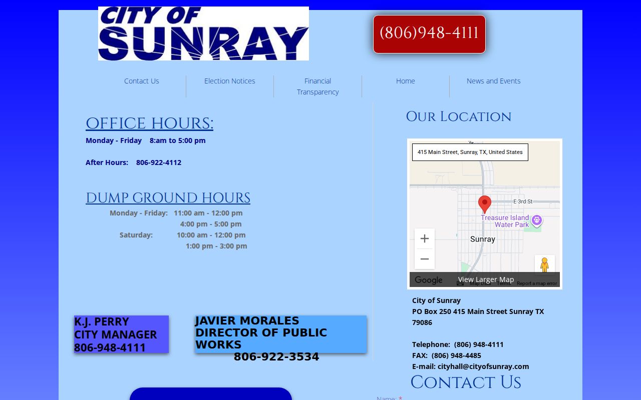 Sunray warrant records local contact route through City Hall